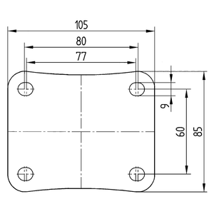 Roata pivotanta cu frana, fixare pe placa din INOX , rola din poliamida  Diametrul 80 mm